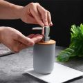 Modern Refillable Bamboo Soap Dispenser Hand Press Type Empty Liquid Soap Container Plastic Pump Portable Bath Lotion Pump Jar Home. 