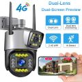 Wifi 4MP Dual Lens 4G IP Night Vision Camera Surveillance 1080P Full HD Automatic Outdoor Smarthome PTZ CCTV Camera V380 Pro. 