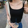 WENYAN Bing Summer Korean style double shoulder strap camisole women's slim fit versatile underwear with chest pads beautiful back top trendy. 
