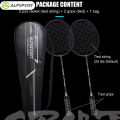 ALPSPORT RR Badminton Racket 4U G5  100% Original Design Full Carbon Fiber Strung With Free String Grips Professional Offensive Type Black Reket Pro Racquet Sports. 