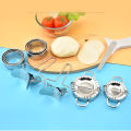 5 Pcs Stainless Steel Mo:Mo Dumpling Maker Set | Large & Small Dumpling Molds, Dough Cutter, Stuffing Spoon. 