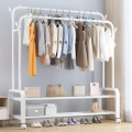 Heavy-Duty Metal Garment Rack – Double Rod, Storage Shelf & Hooks, Portable Clothes Organizer with Rollers | Cloth Hanger | Hanger. 