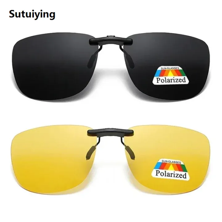 Sutuiying%20Square%20Clip%20on%20Sunglasses%20Women%20Polarized%20Black%20Lens%20UV400%20Night%20High%20Quality%20Vision%20Driving%20Men%20Goggles%20Clips%20Anti%20Glare%20Vintage%20Glasses%20-%20Image%202