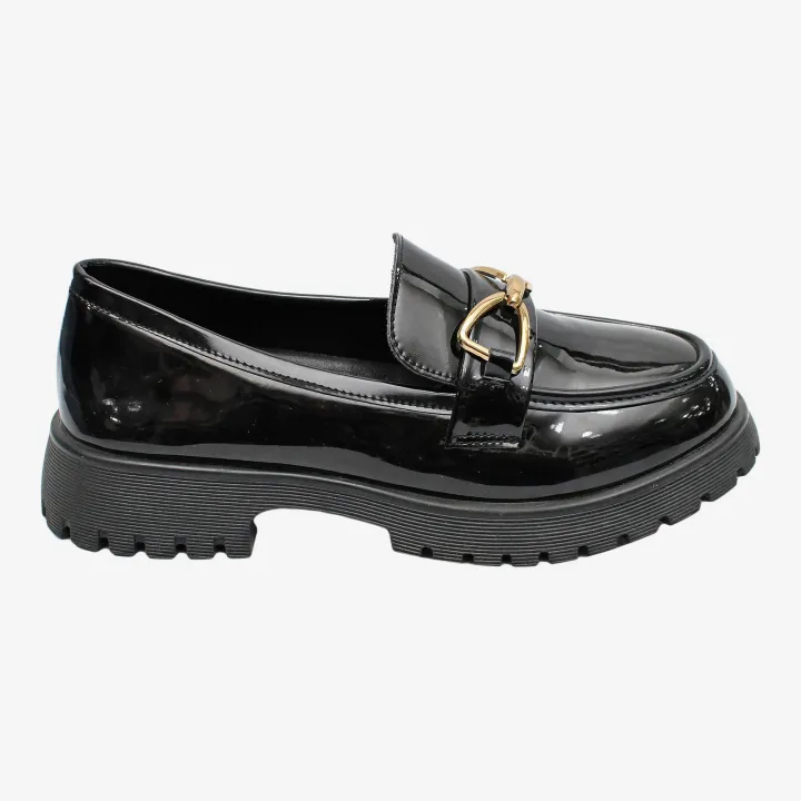 Black%20Color%20Buckle%20Design%20Shining%20Loafer%20Shoes%20For%20Women%20-%20Image%203