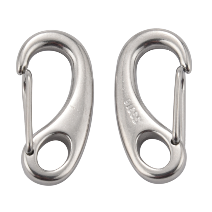 8PCS Boat Marine Stainless Steel Egg Shape Spring Snap Hook Clips Quick Carabiner Outdoor Buckle
