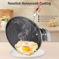 Thickened Stainless Steel Crepe Pan Non-Stick Honeycomb Coating Frying Pan Pizza Tray Kitchen Cookware 26/28cm Pancake Egg Pan All Stoves. 