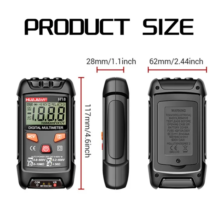 NCANRUI%20H18%20Mini%20Digital%20Multimeter%20AC/%20Meter%201999%20Counts%20Multimetro%20Ohm%20NCV%20Electricity%20Tools%20Black%20-%20Image%204