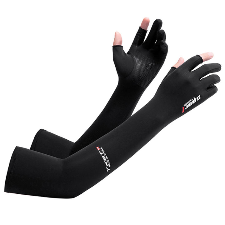 1 Pair Cooling Arm Sleeves Cover Men Sports Running UV Sun Protection Gloves Outdoor Fishing Cycling Driving Sleeves