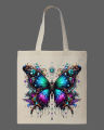 Jeweled Steampunk Butterfly Printed Tote Bag  – Eco-Friendly Cotton Shoulder Shopping Bag-White, Black. 
