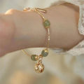 Niche Design Hetian Jade Yu Bell Bracelet Female Minority High Sense Personality Gift New Year Women's Hanfu Light Luxury Qoddess. 