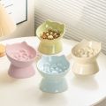 Food Dispenser Ceramic Cat Slow Food Bowl Cute Slanted Mouth Dog Feeding Basin Anti Tipping Creative Pet Drinking Feeder Kitten Puppy. 