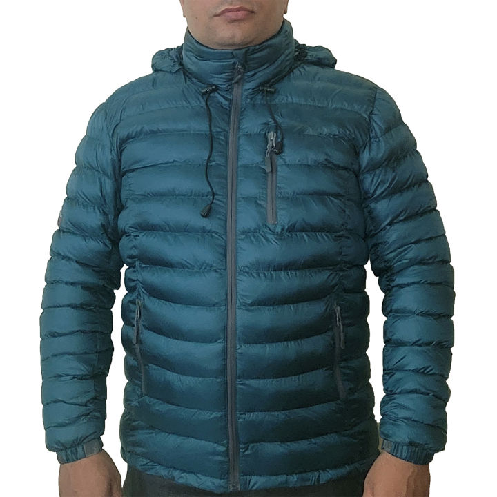 White Peak Teal Trekking And Hiking Winter Silicon Jacket For Men