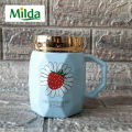 Milda Ceramic Tea Coffee Mug Cup with Mirror Lid MC 28. 