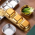 /2/3/4 Compartment Home Stainless Steel Kitchen Vinegar Spice Plates Sauce Dish Seasoning Container Condiment Tray. 