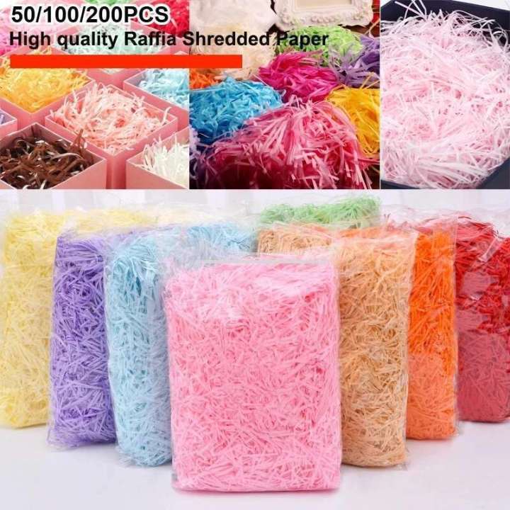 50/100/200g Colorful Lafite Paper Scraps DIY Packaging Decoration Wedding Party Birthday Gift Box Filling Materials