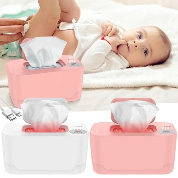 MOONCARE - Baby Wipe Warmer with LED Light USB Powered Portable Wipe Heater Adjustable Baby Wipe Warmer Dispenser Easy to use