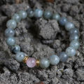 Real Rose Quartz & Labradorite Stone Couple Bracelet. 