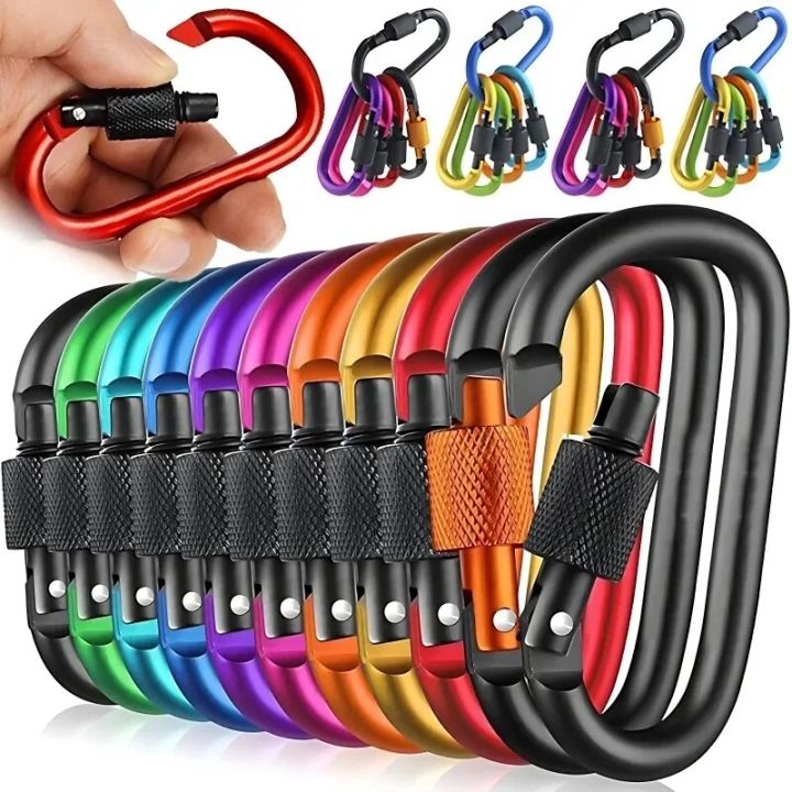 2Pcs%20Tactical%20Carabiner%20Tourist%20D%20Shape%20Carabin%20Clip%20Keys%20Keychain%20Set%20Aluminum%20Alloy%20Camping%20Survival%20Buckle%20Multi%20Tool%20Key%20Holder%20-%20Image%202