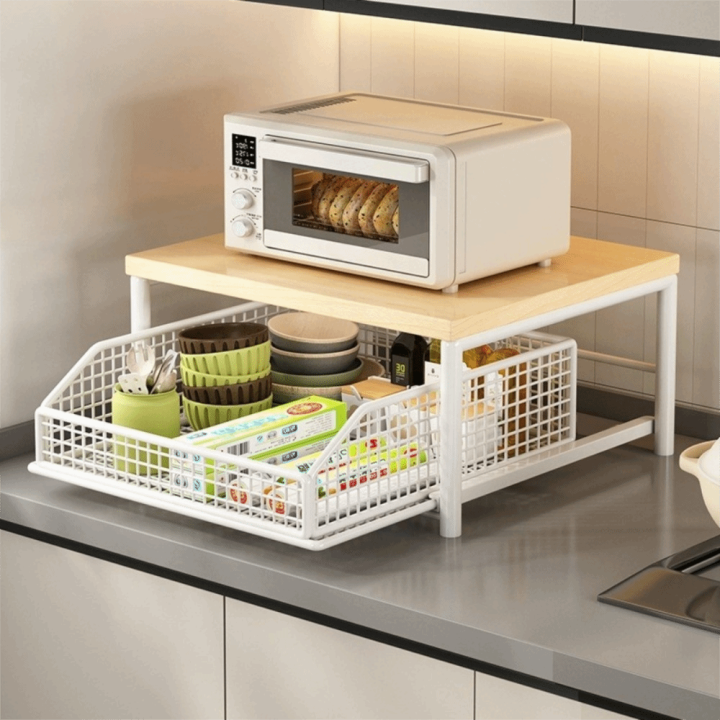 Multi-Functional With Drawers Microwave Stand Space Saving Countertop ...