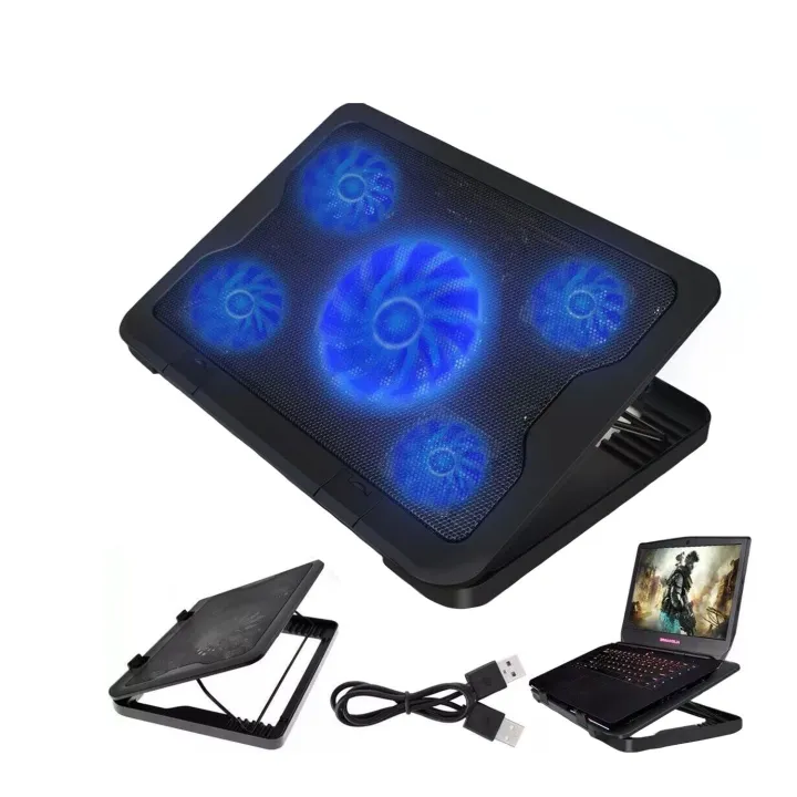 SY-C5 Laptop Cooling Pad 5 Fans Up to 17.3 Inch Heavy Notebook Cooling ...