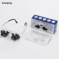 Sutuiying Portable Telescopic Magnifier Glasses Loupes with 2 LED Light 8X/15X/23X Luxury Lens Observation Magnifying Eyewear for Reading Jeweler. 