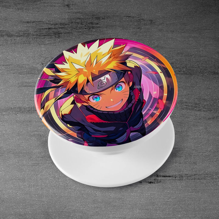 Naruto Anime Uzumaki Naruto Smile Color Design Pop Sockets Expanding Grip And Stand For Mobiles Smartphones And Tablets