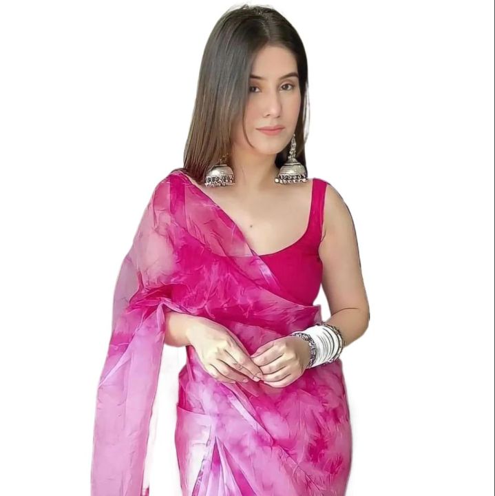 Saree%20For%20Women.%20Organza%20Party-Wear%20Bollywood%20Stylish%20Lightweight%20Saree%20Pink%20&%20Blue%20With%20Unstitched%20Blouse%20-%20Image%202