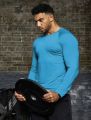 Cyan GymBeat Men's Casual Bull Head Printed Round Neck Raglan Sleeve Slim Fit Sports T-Shirt Long Sleeve Gym Top Men Workout Shirt Gym Shirt Full Sports T-Shirt Men. 