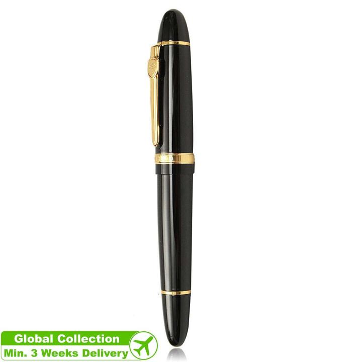 Jinhao 159 Vivid Office Fountain Pen Black Lacquered Gold Trim And Medium Nib