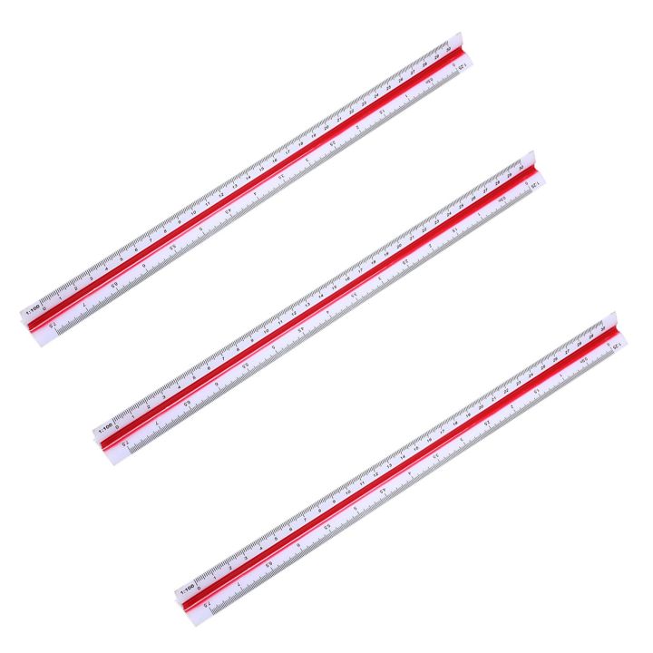 3pcs 1:20 1:25 1:50 1:75 1:100 1:125 Plastic Triangular Scale Ruler ...