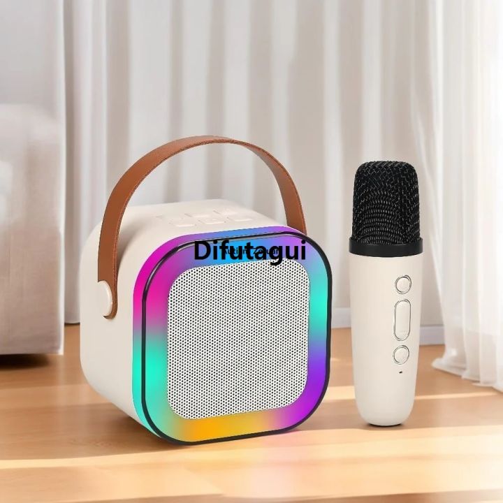 Difutagui%20A%20microphone%20includes%20a%20compatible%20bluetooth%20light%20LEDRGB%20with%20cara%20Fashion%20portable%20K12%20mini%20OK%20microphone%20and%20speaker,%20speaker%20microphone%20(%20-%20Image%202