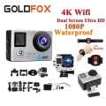 4K Ultra Hd Action Camera Wifi 1080P 60Fps 16Mp 2.0 Inch Dual Screen With Remote. 
