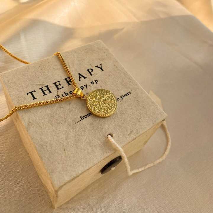 Therapy Nepal Gold Plated Coin Necklace For Women