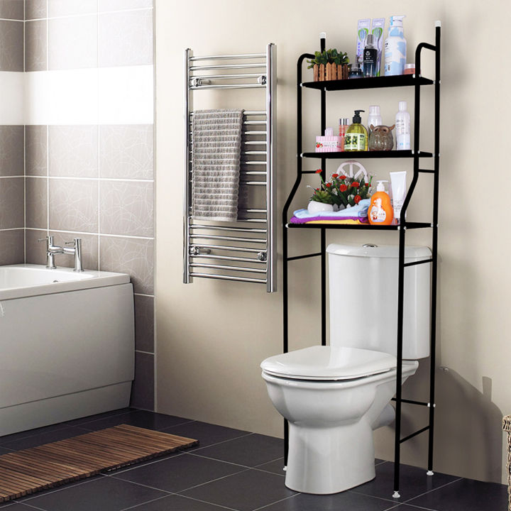 3 Tier Bathroom Storage Rack Above Toilet, Space Saving, Iron Bath Towel Cloth Stand Storage Holder On Bathroom Organizer Shelf