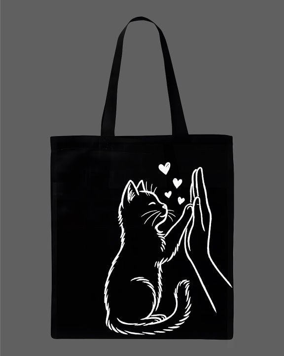 Cat%20High-Five%20Printed%20Canvas%20Tote%20Bag%20%7C%20Cute%20Kitten%20Art%20Eco-Friendly%20Cotton%20Shoulder%20Bag%20-White,%20Black%20-%20Image%202