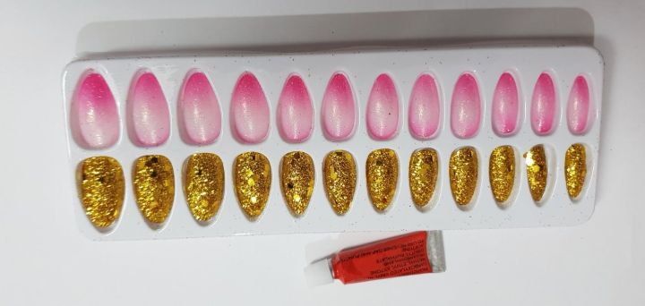 24 Pieces Mix Colors Unbreakable Fake Nails - Reusable Artificial Nail For Party Wear
