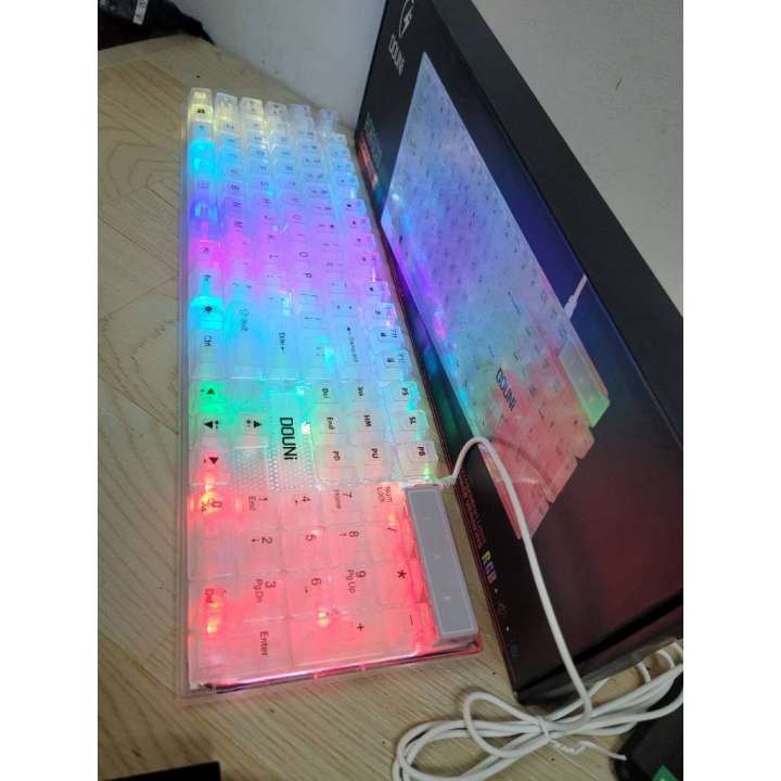 Douni%20KB101%20Colorful%20Luminous%20RGB%20Transparent%20Keyboard%20Mechanical%20Feel%20Laptop%20Gaming%20Wired%20Keyboard%20-%20Image%203