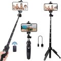Hitech Tripod with Selfie Stick And Rechargeable Bluetooth Remote for Tiktok. 