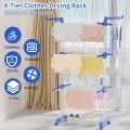 4-Tier Foldable Clothes Drying Rack | Space-Saving Metal Laundry Stand with Side Wings & Wheels | Cloth Hanger. 
