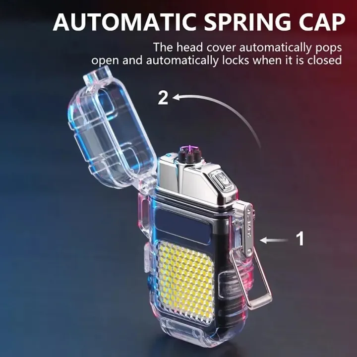 Dual%20Arc%20Lighter%20Electric%20Lighter%20Waterproof%20Windproof%20Lighter%20USB%20Type%20C%20Rechargeable%20Lighter%20with%20COB%20LED%20Lights%20Flashlight%20-%20Image%203