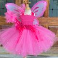 Fashion ZaozhixunbaGirls Pink Glitter Tulle Dress Kids Butterfly Fairy Tutu Dresses with Wing and Stick Hairbow Children Halloween Cosplay Costume Bargain price. 