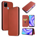 lthmy for Realme C15 Carbon Fiber Magnetic Closure with Card Slot Flip Case Cover. 