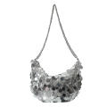 Dumpling Half Moon Shape Bag Large Capacity Sequin Crossbody Bag Sequin Chain for Dinner Party Daily Commute Outdoor Activities. 