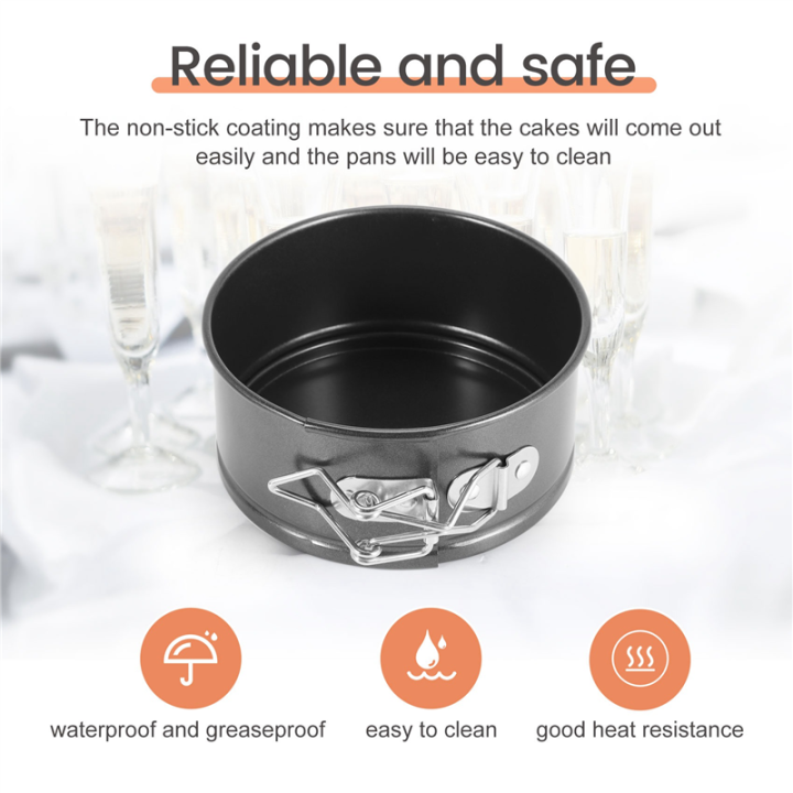 4-Inch Mini Springform Pan Set- 4 Piece Small Nonstick Cheesecake Pan ...