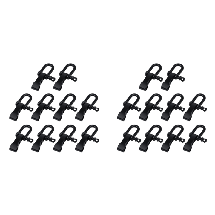 Nullmul 20Pcs Paracord Bracelet Shackle Buckle, Bow Anchor Shackle Clasp D Shackle Clip Adjustable for Survival Bracelet Black