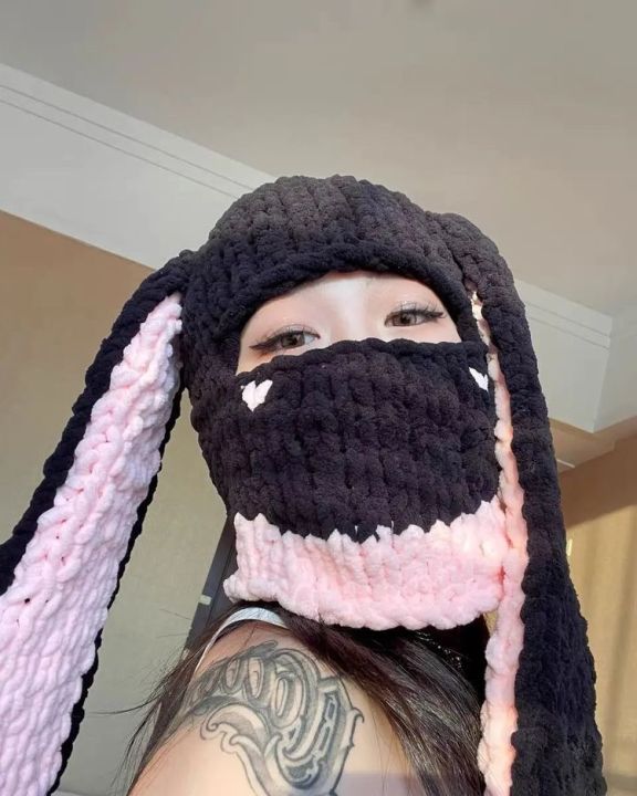 Masala%20Beads%20Harajuku%20Y2K%20Lovely%20Long%20Rabbit%20Bunny%20Mask%20Beanie%20Hat%20Women%20Winter%20Thicken%20Warm%20Windproof%20Knitted%20Caps%20Streetwear%20-%20Image%203