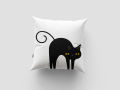 Set of 4 Minimalist Black Cat  Printed Cushions Cover with Filling 16x16– Set of 4. 