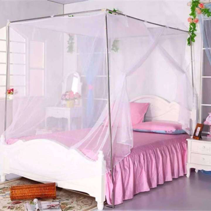 1pcs%20Moustiquaire%20White%20Four%20Corner%20Post%20Student%20Canopy%20Bed%20Mosquito%20Net%20Netting%20Queen%20King%20Twin%20Size%20Moistiquaire%20De%20Lit%20-%20Image%205