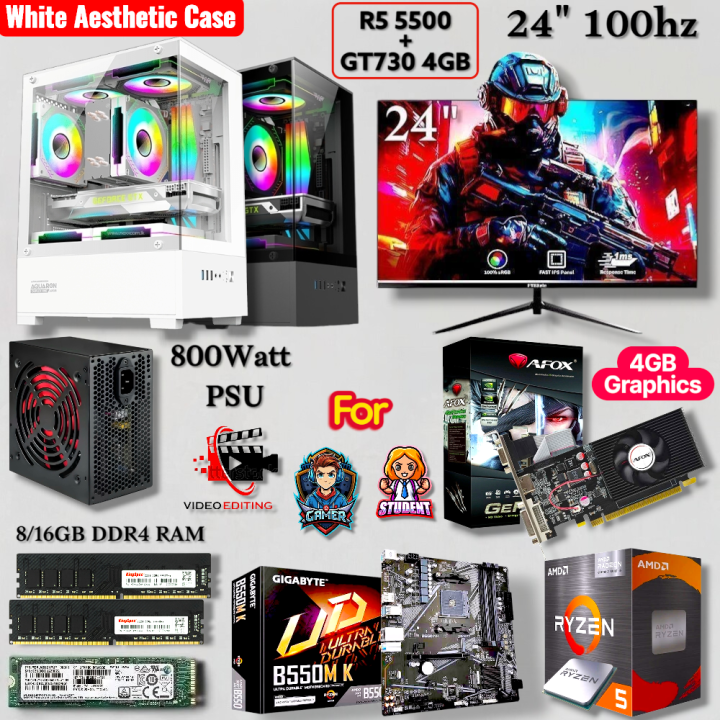 Transparent%20Gaming%20PC%20Ryzen%205%205600GT%20or%20(Ryzen%205%205500%20+%20Nvidia%20GT730%204GB%20Graphics),%20100hz%2024"%201ms%20100%25Srgb%20Gaming%20Monitor/%208%20&%2016GB%20DDR4%20RAM/%20512GB%20&%20256GB%20Nvme%20Gaming%20CPU%20-%20Image%202