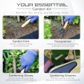 Plantora Gardening Essentials Kit – Trowel, Garden Fork, Cultivator, Cutter & Gloves – Premium Home Garden Tools Set for Everyday Use. 